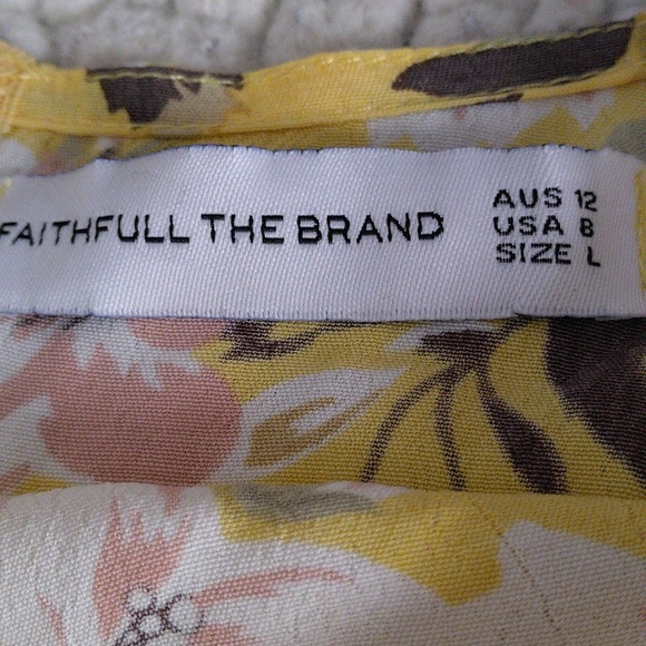 Faithful The Brand US8 Size L Yellow Floral Dress - Picture 3 of 15